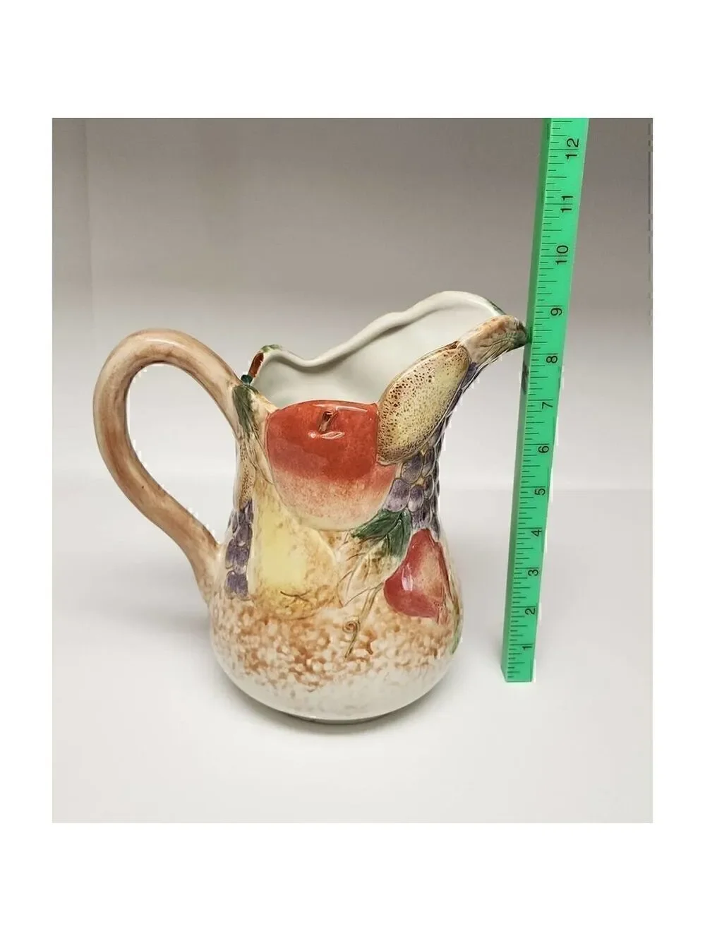 CBK, LTD Fruit Design Pitcher  2003 Hand Painted Decorative
